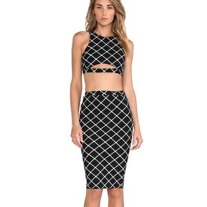 NOOKIE Bowie Check Pencil Skirt in black